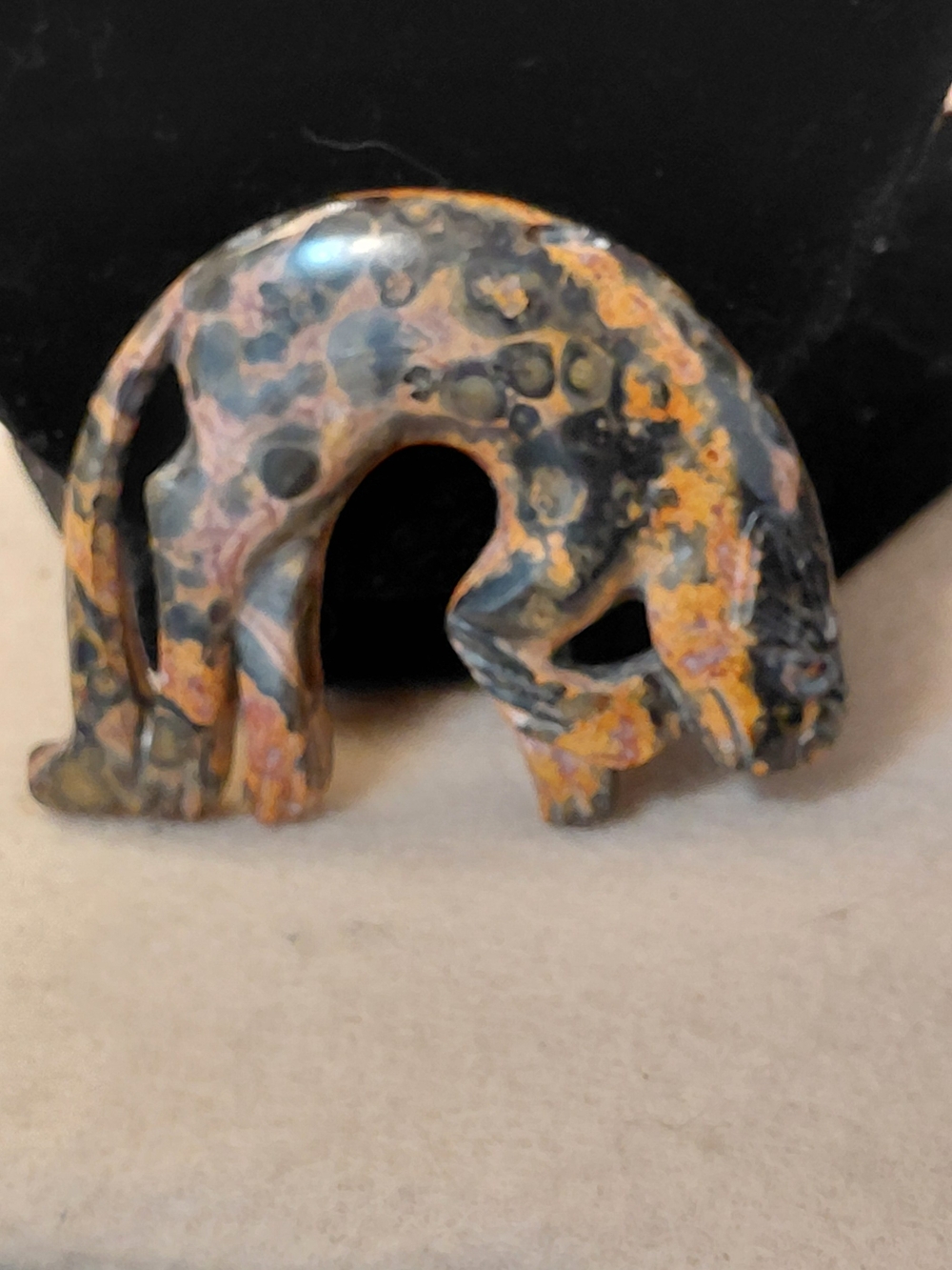 Hand-Carved Leopard Jasper Pendant - Black & Orange